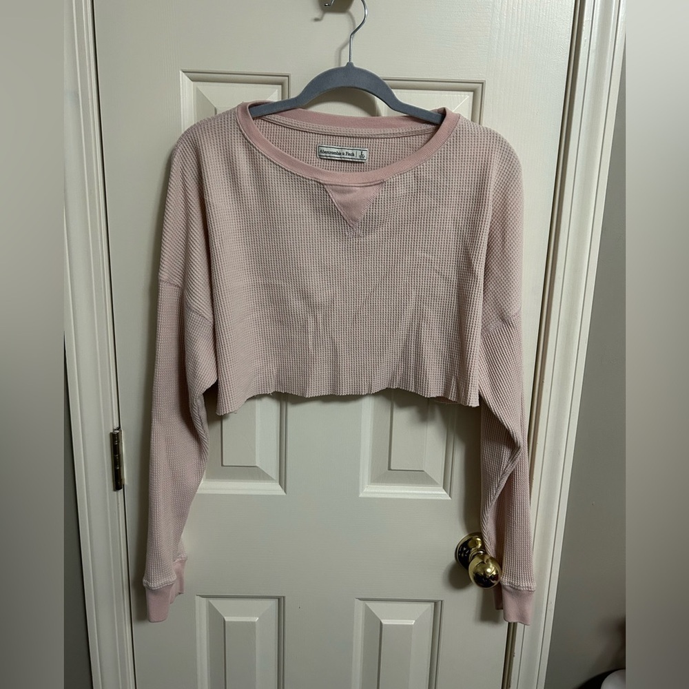 3/$30 Abercrombie & Fitch Dusty Rose Oversized Waffle Crop Large